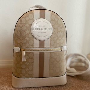 New Coach Kenley Backpack In Signature Jacquard With Stripe And Coach Patch